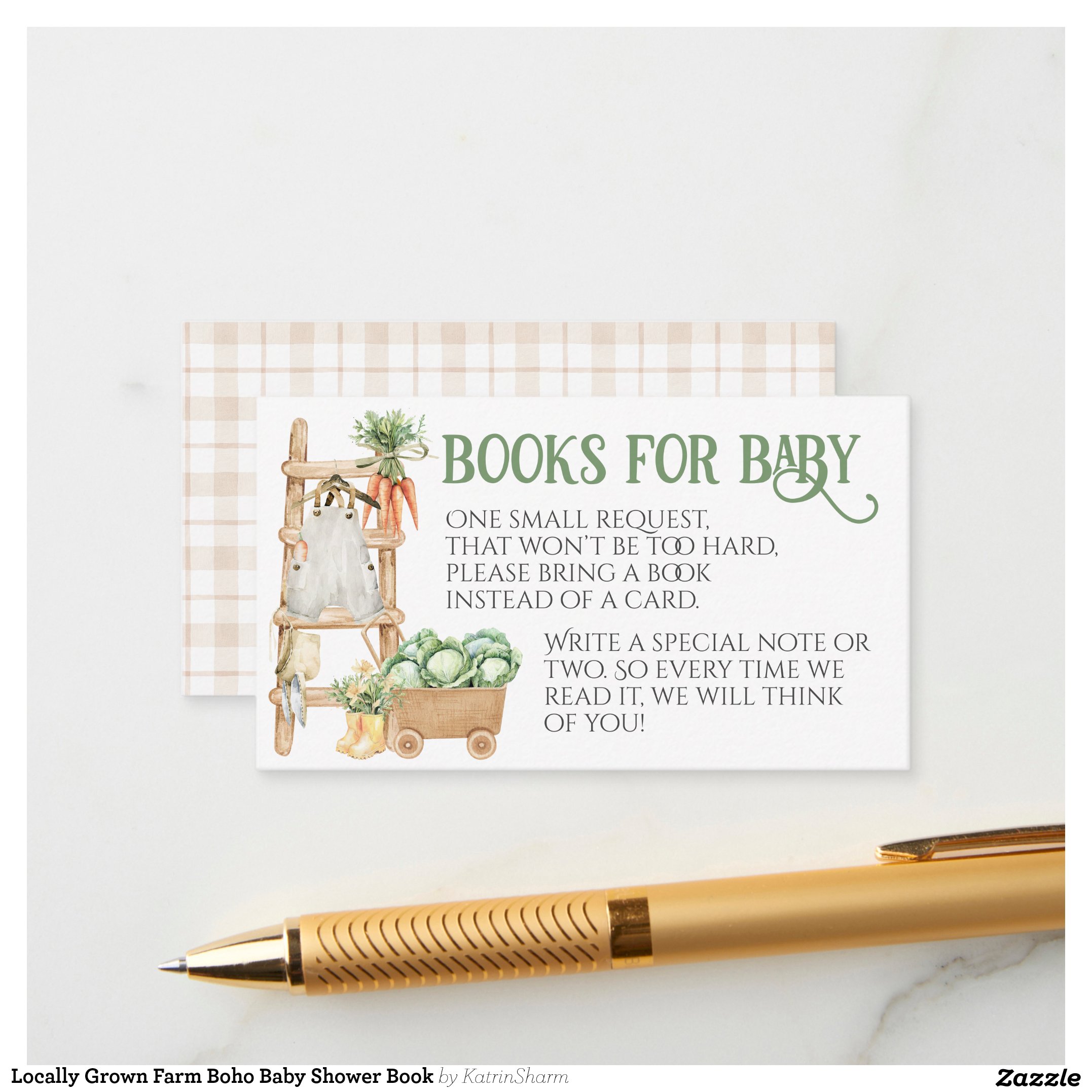 Locally Grown Farm Boho Baby Shower Book Enclosure Card