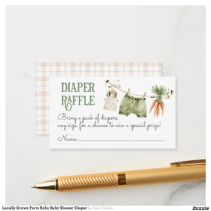 Locally Grown Farm Boho Baby Shower Diaper Enclosure Card