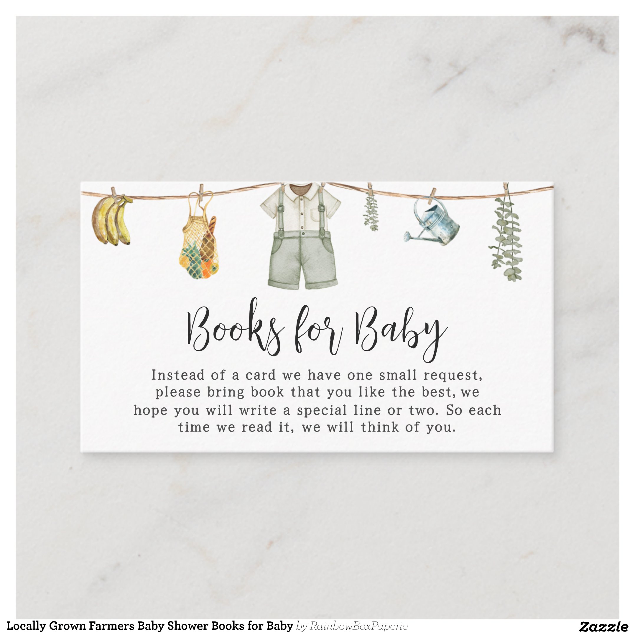 Locally Grown Farmers Baby Shower Books for Baby Enclosure Card