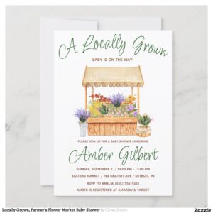 Locally Grown, Farmer's Flower Market Baby Shower Invitation
