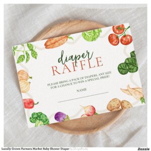 Locally Grown Farmers Market Baby Shower Diaper Enclosure Card