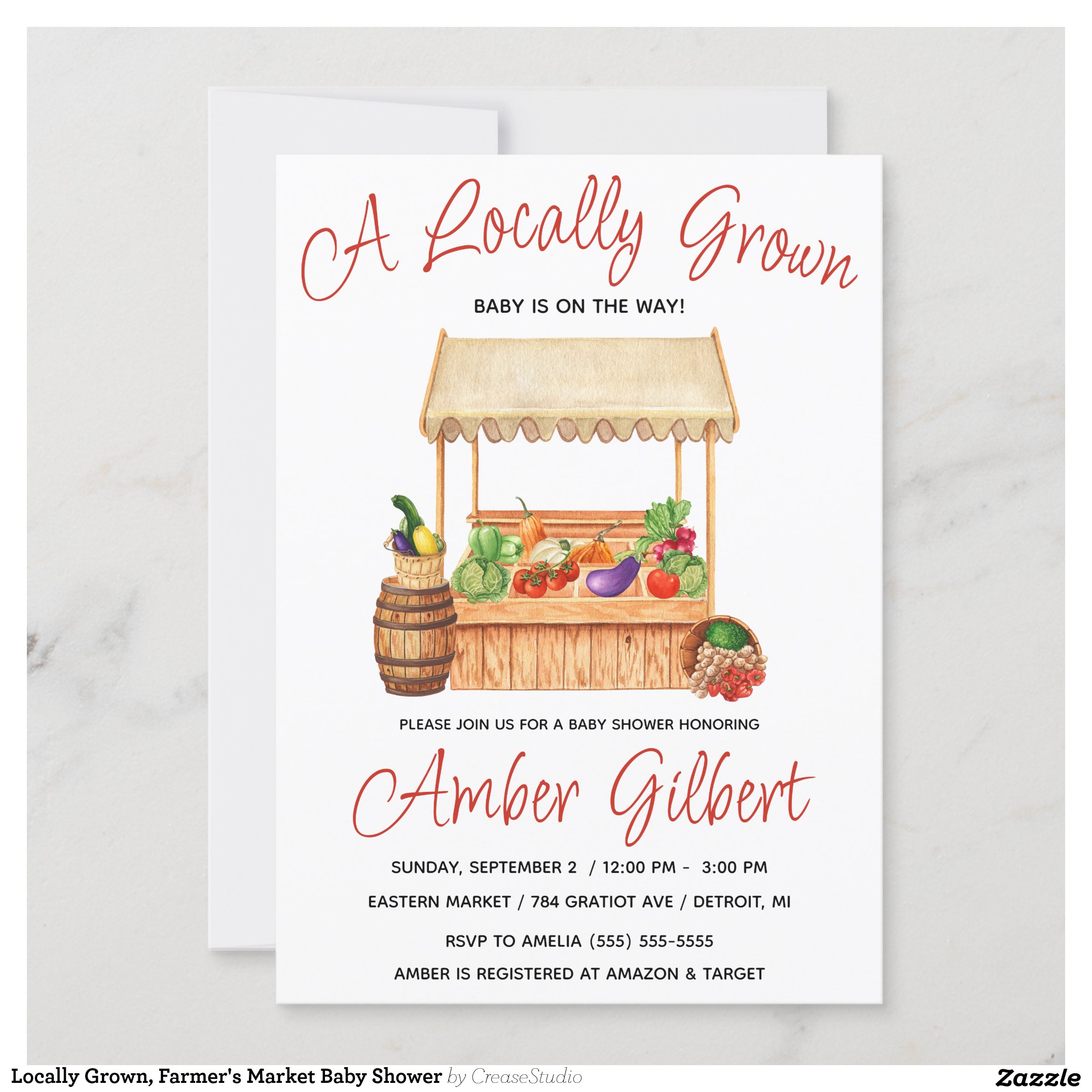 Locally Grown, Farmer's Market Baby Shower Invitation