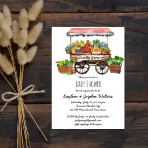 Locally grown farmers market baby shower invitation