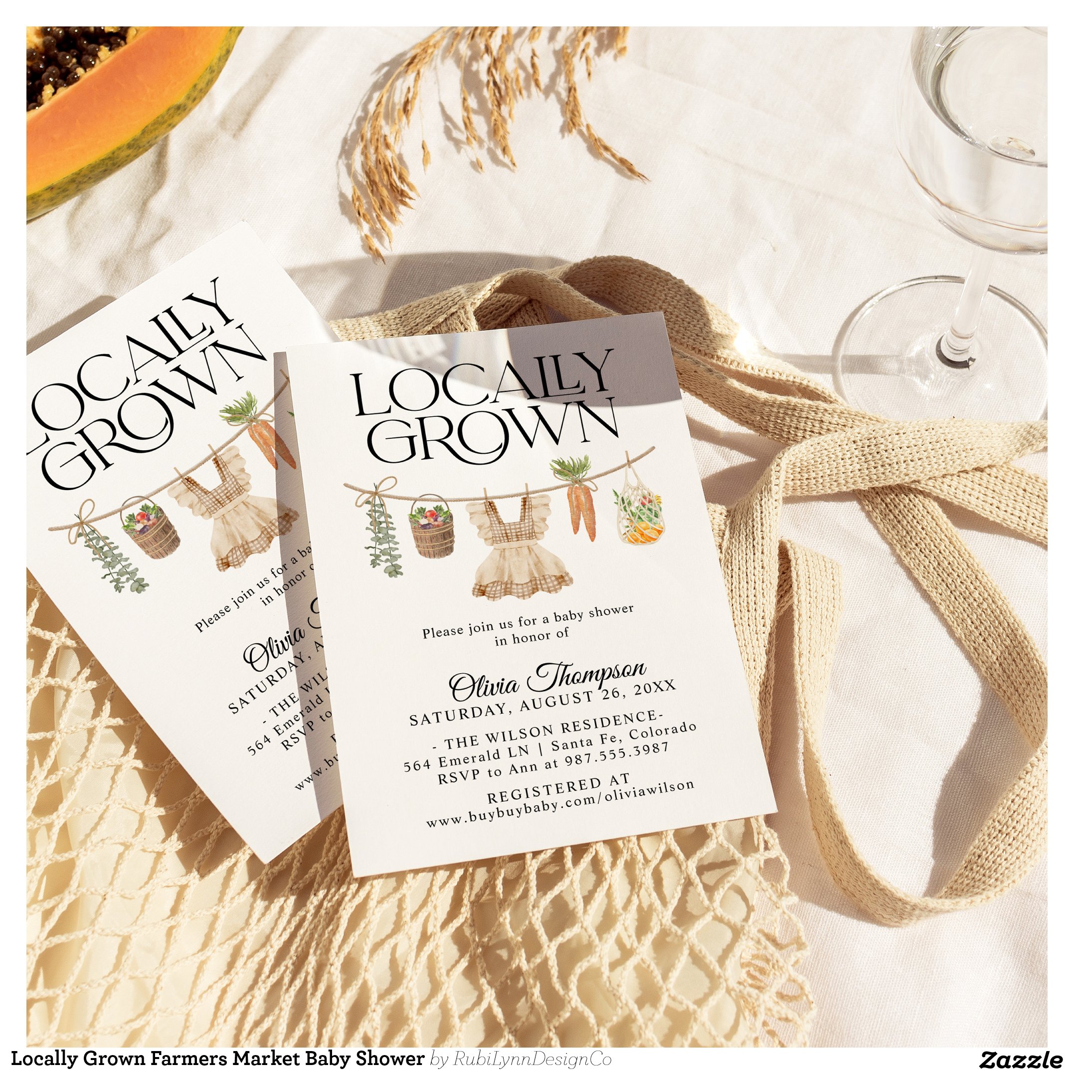 Locally Grown Farmers Market Baby Shower Invitation