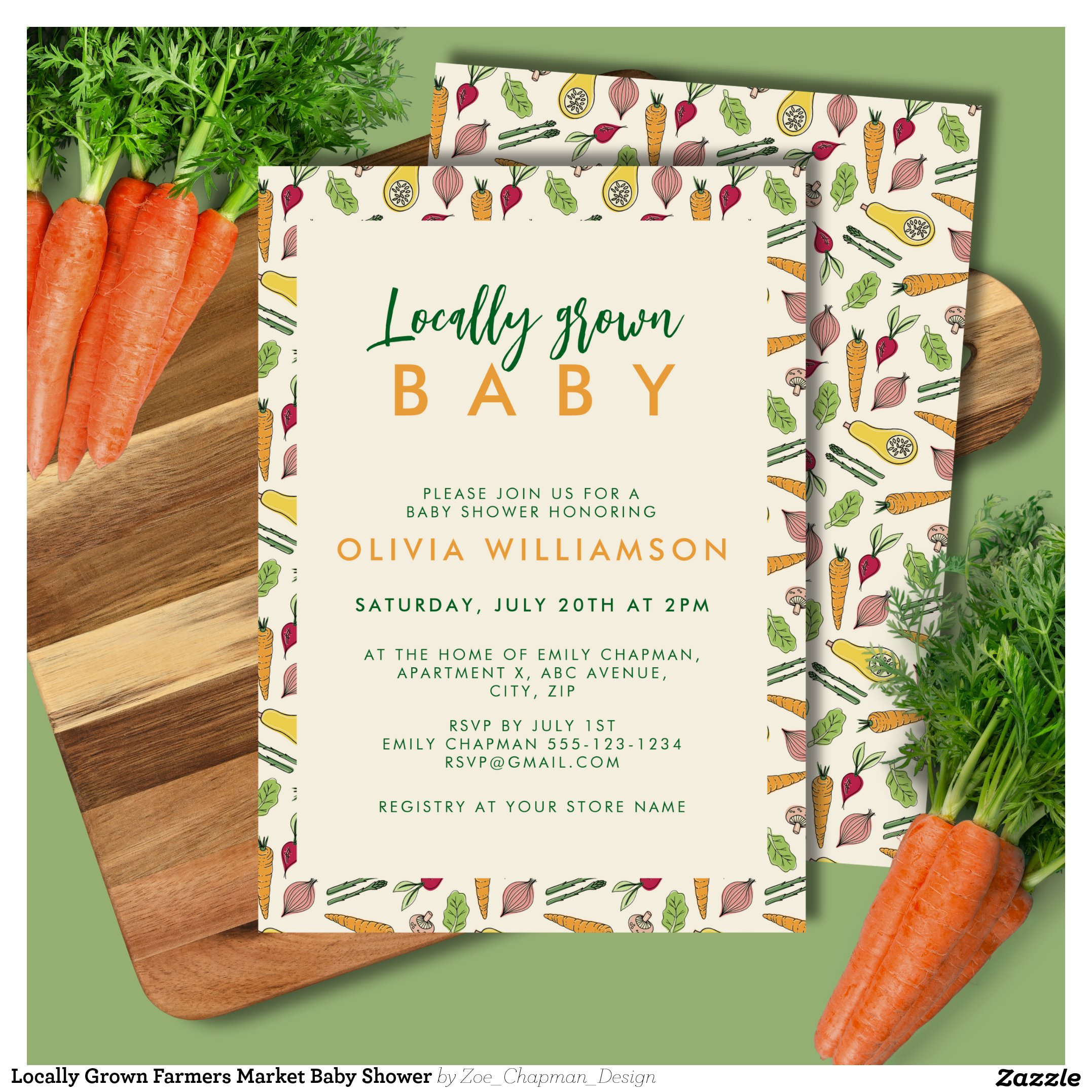 Locally Grown Farmers Market Baby Shower Invitation
