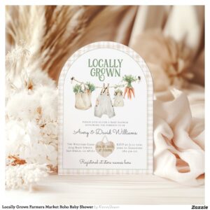 Locally Grown Farmers Market Boho Baby Shower Invitation