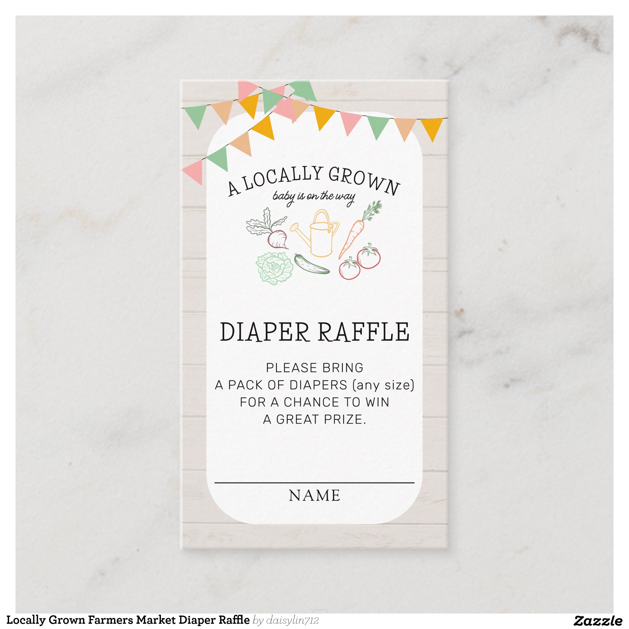 Locally Grown Farmers Market Diaper Raffle Enclosure Card