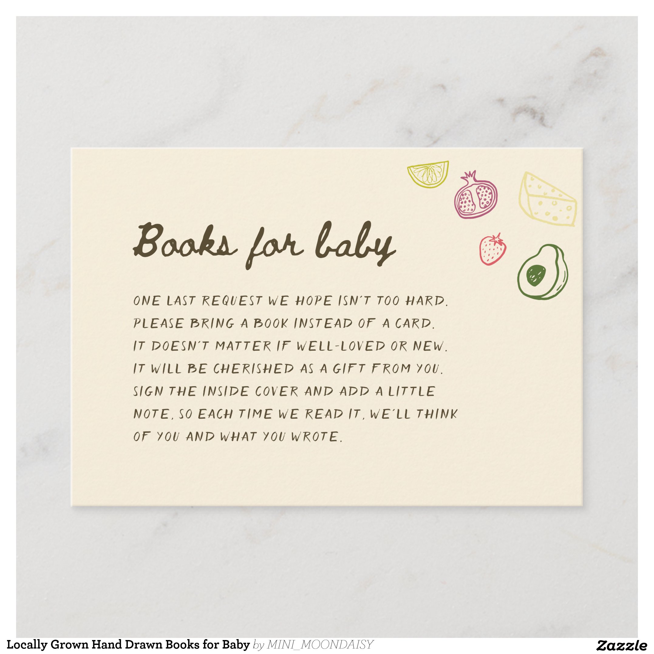 Locally Grown Hand Drawn Books for Baby Enclosure Card