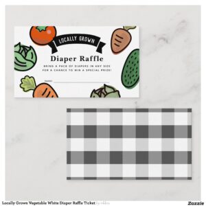 Locally Grown Vegetable White Diaper Raffle Ticket Enclosure Card