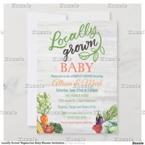 Locally Grown Vegetarian Baby Shower Invitation