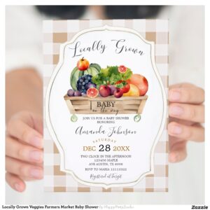 Locally Grown Veggies Farmers Market Baby Shower Invitation