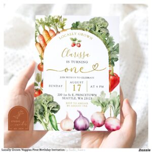 Locally Grown Veggies First Birthday Invitation