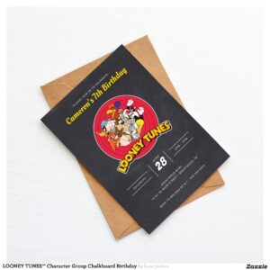 LOONEY TUNES? Character Group Chalkboard Birthday Invitation