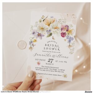 Love in bloom Wildflower Rustic Bridal Shower Invitation
