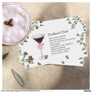 Love is Brewing Espresso Martini Bridal Shower Enclosure Card