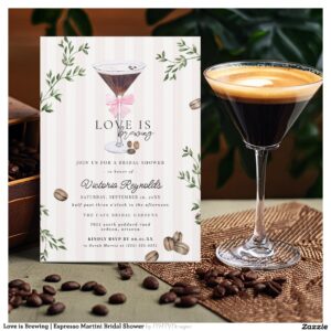 Love is Brewing Espresso Martini Bridal Shower Invitation