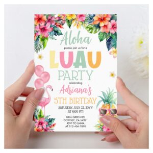 Luau Pineapple Hawaiian Girl Birthday Party Invitation