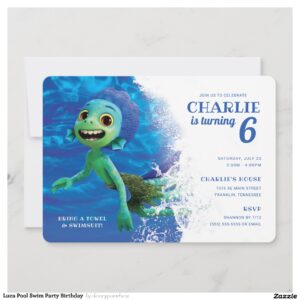 Luca Pool Swim Party Birthday Invitation