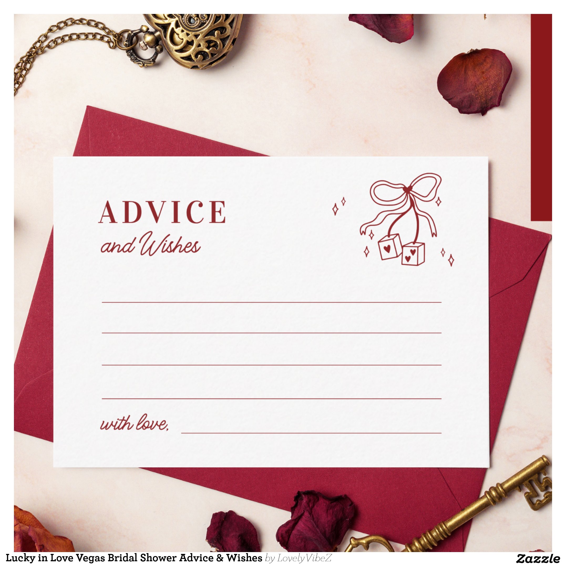 Lucky in Love Vegas Bridal Shower Advice & Wishes Enclosure Card