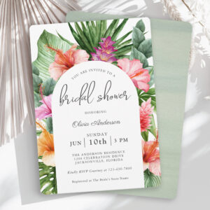 Lush Tropical Floral Bridal Shower and Luau Invitation