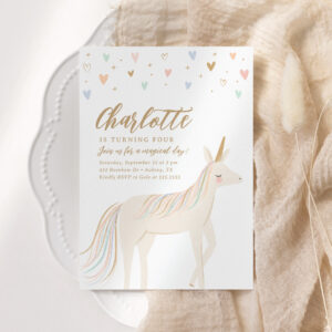 Magical Day Pastel Unicorn Birthday Invitation