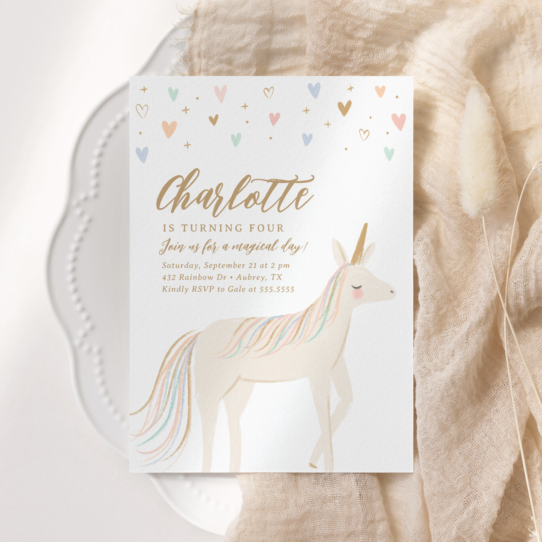 Magical Day Pastel Unicorn Birthday Invitation