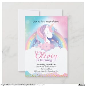 Magical Rainbow Unicorn Birthday Invitation