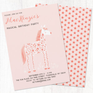 Magical Unicorn Blush Pink Birthday Party Invitation