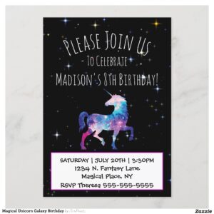 Magical Unicorn Galaxy Birthday Invitation