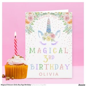 Magical Unicorn Girls Any Age Birthday Card