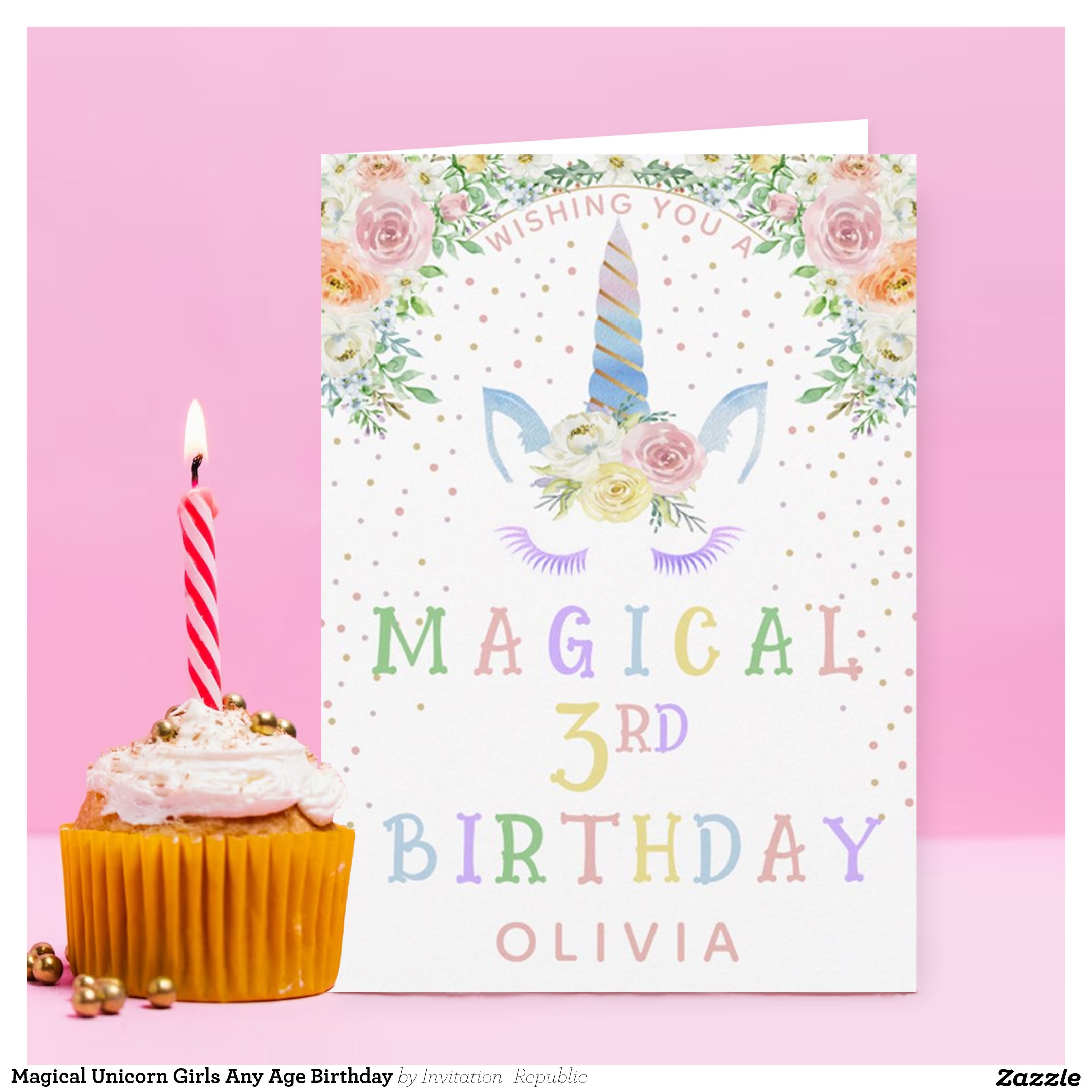 Magical Unicorn Girls Any Age Birthday Card