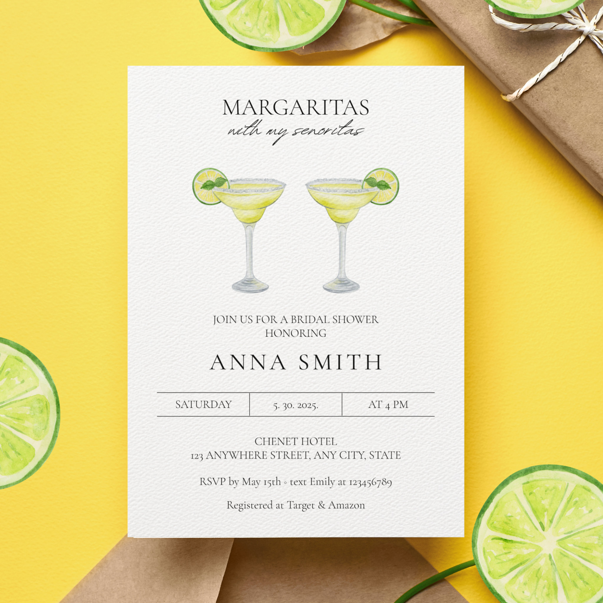 Margaritas with my Senoritas Fiesta Bridal Shower Invitation