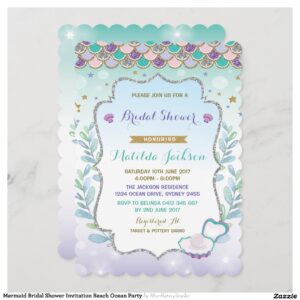 Mermaid Bridal Shower Invitation Beach Ocean Party