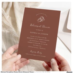 Minimal Horseshoe Rustic Brown Rehearsal Dinner Invitation