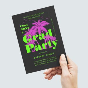 Modern Neon Green Grad Party Graduation Party Invitation