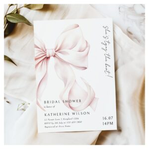 Modern Pink Bow Bridal Shower Invitation
