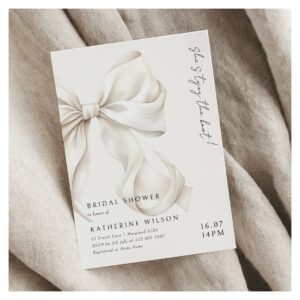 Modern She's Tying the Knot Bow Bridal Shower Invitation