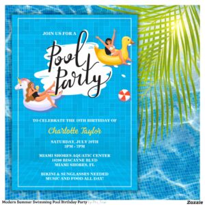 Modern Summer Swimming Pool Birthday Party Invitation