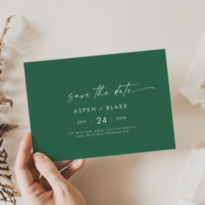 Modern Watercolor Coordinate Green Horizontal Save The Date