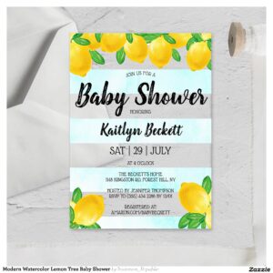 Modern Watercolor Lemon Tree Baby Shower Acrylic Invitations