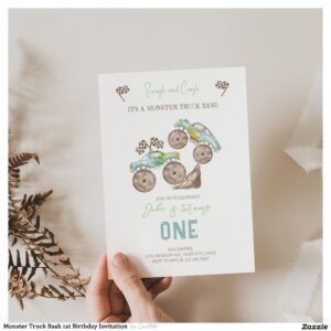 Monster Truck Bash 1st Birthday Invitation