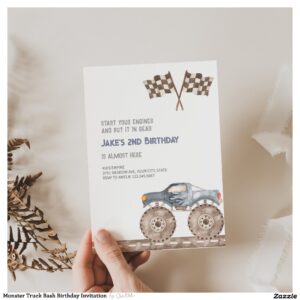 Monster Truck Bash Birthday Invitation