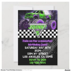 Monster Truck Birthday Invitation