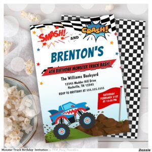 Monster Truck Birthday Invitation