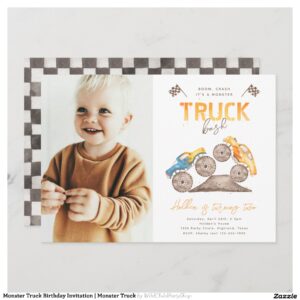 Monster Truck Birthday Invitation Monster Truck