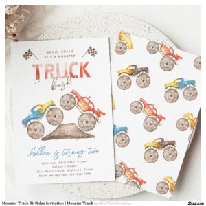 Monster Truck Birthday Invitation Monster Truck