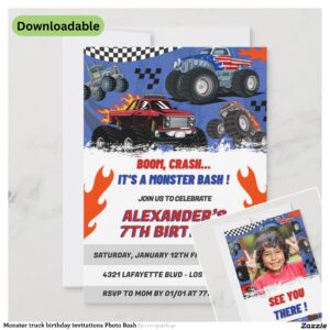 Monster truck birthday invitations Photo Bash
