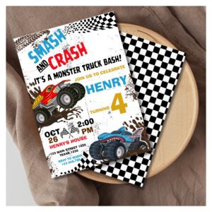 Monster Truck Birthday Party Invitation