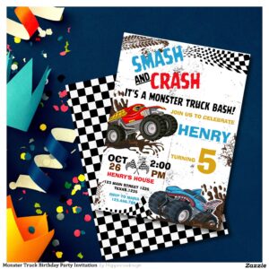 Monster Truck Birthday Party Invitation