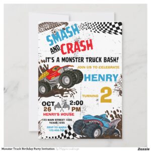 Monster Truck Birthday Party Invitation